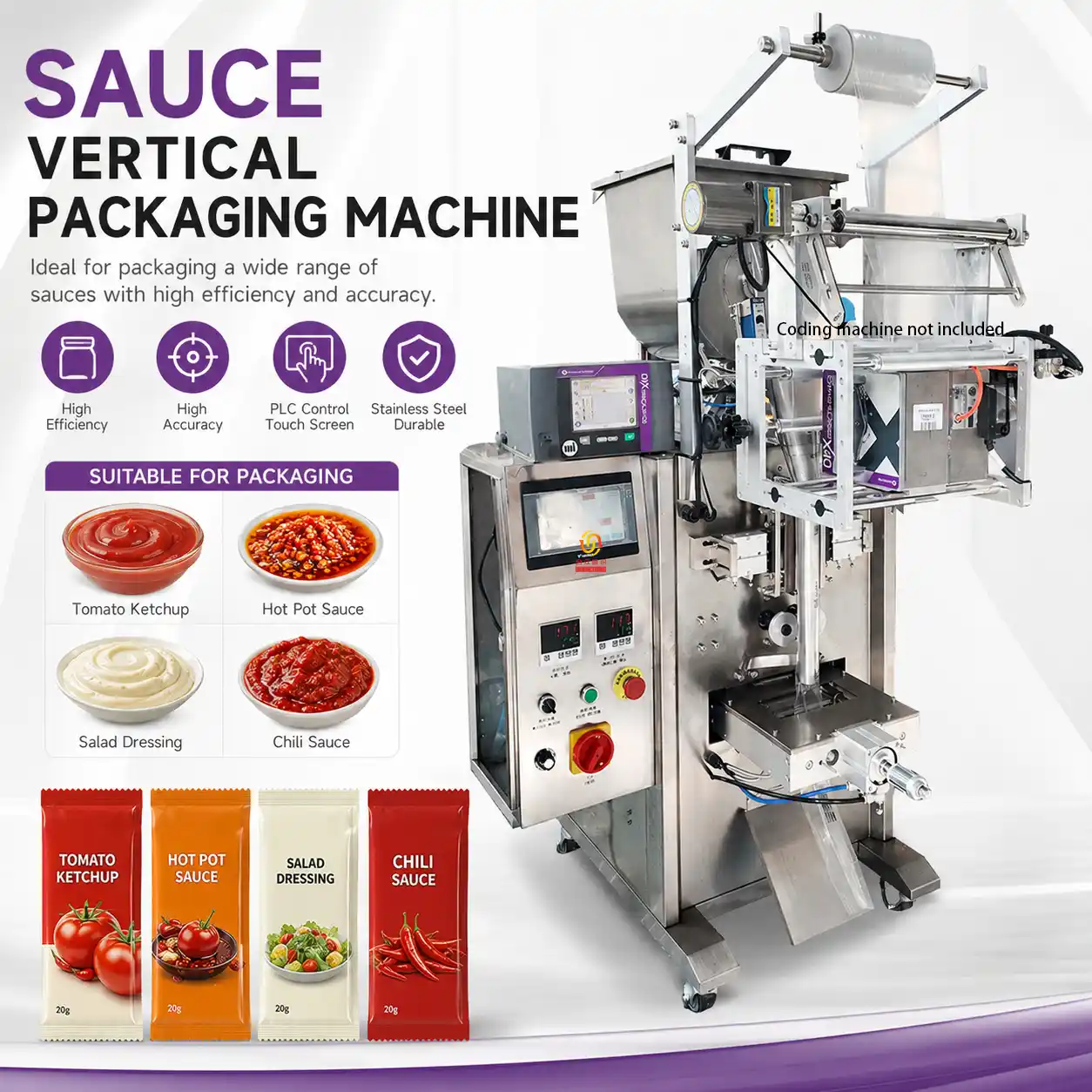 Automatic Sauce Sachet Packaging Machine | VFFS Paste & Liquid Filler