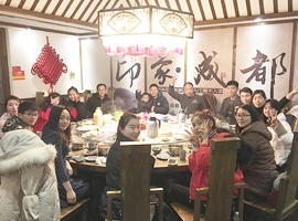 hot stamping foil Company Sales team dinner is so happy